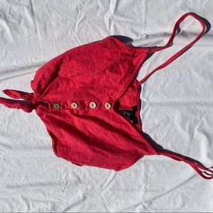 cropped red tank top